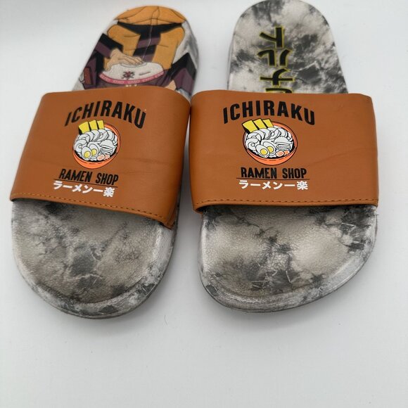 Ichiraku Ramen Shop Naruto Slide Sandals Mens Size 8 Orange Gray Anime-Inspired - Picture 2 of 8
